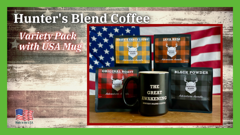 Hunter's Blend Coffee Variety Pack with USA Ceramic Mug
